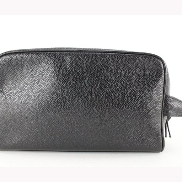 Chanel Black Caviar Dopp Toiletry Case Vanity Pouch 3CJ0113 - Picture 6 of 11